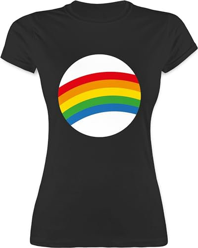 Shirt Damen - Karneval & Fasching - Glücksbär Regenbogen Rainbow LGBTQ Gay Pride Vielfalt Toleranz - M - Schwarz - witzige Faschings t-Shirt Karneval. t sprüche karnevall karnevalsshirts karnaval