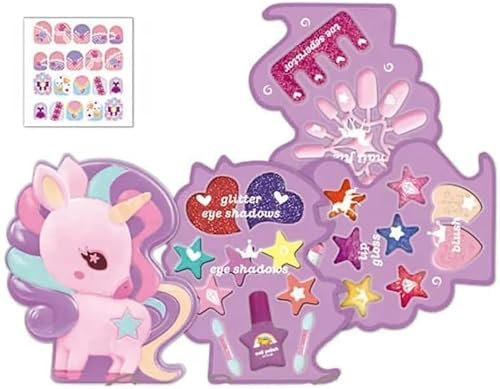 YSAMAX Princess Beauty Makeup Toy, Kids Cosmetic Set Nail Polish Eye Shadow, Arts and Crafts for Kids, Cosmetic Toys Princess Makeup Set, Unicorn Stationary Set for Kids