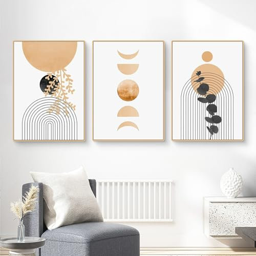 Martin Kench 3-teiliges Poster Set, Boho Blätter Bilder Set Abstrakt Wandbilder Wohnzimmer Dekoration Kunstdruck Leinwand Kunstposter für Wohnzimmer Schlafzimmer (ohne Rahmen) (K,40x50cm)