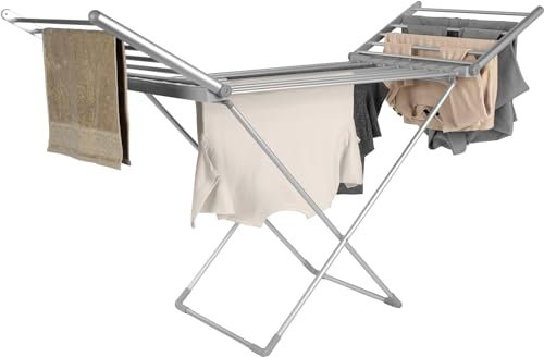Easy Shopping® Electric Clothes Dryer, Heated Clothes Airer, 220V Energy-Efficient 18 rails Heated Airer, Clothes Airer, Cover Helps in Fast Drying, Foldable Easy Moveable