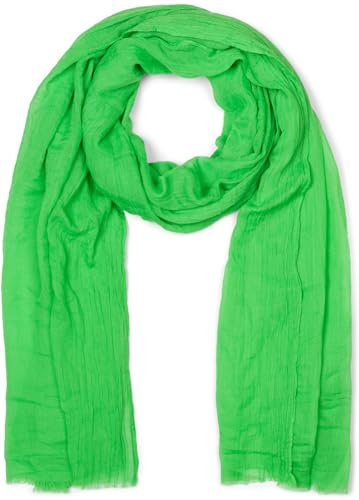 styleBREAKER Damen Schal Leicht & Transparent mit kurzen Fransen | Einfarbiges Halstuch für Frühling und Sommer | Weiches großes Schultertuch 188 x 100 cm, Farbe:Grün