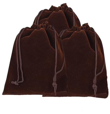 Qiantull Sacchetti grandi in velluto, 10 pezzi, 20 x 30 cm, per gioielli, in velluto, per matrimoni, feste, regali, colore marrone, 20 x 30 cm