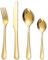 Gold Cutlery,Knife and Fork Sets,32 Piece Cutlery Set for 8 People,Stainless Steel Gold Flatware Set,Mixed Tableware Sets,Dishwasher Safe,Easy Clean,Mirror Polished