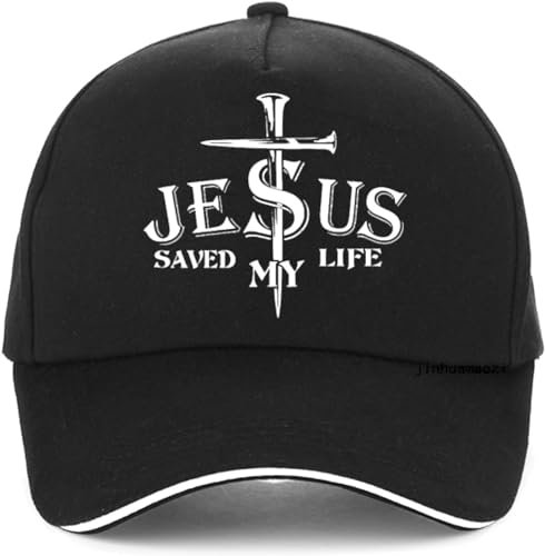 BDJYHACP Baseballkappe Snapback Sonnenhut Saved My Life Cross Print Baseball Cap John 3:16 Lord of Lords Cross Hat Golf Hats Bonn Männer Frauen