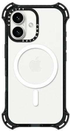 CASETiFY Bounce iPhone 16 Case [Shockproof / 21.3ft. 6X Military Grade Drop Protection/Compatible with Magsafe] - Clear Black