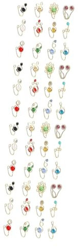 GALPADA 48pièces Cuffs De Nez Rhinestones Bijoux De Nez Africains Anneaux De Faux Accessoires Élégants