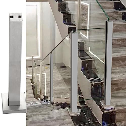 Stainless Steel Middle Post for 10 12mm Thick Tempered Glass Panels on Stairs Deck Landing Railing Fence Baluster for Garden Hallway Terrace 85cm/33.5inch