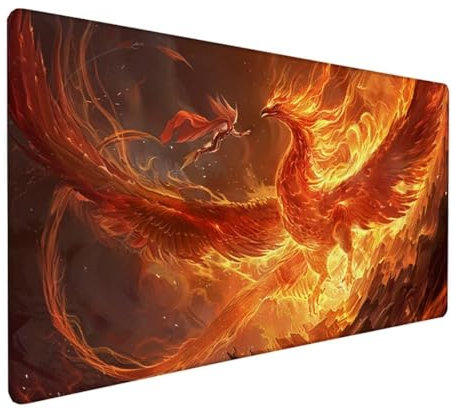 Rot Mousepad XXL 900 x 400 x 3 mm, Groß Gaming Mauspad Tier Muster, Schreibtischunterlage mit Rutschfeste Gummibasis, Wasserfest Mouse Pad Vernähte Kanten Design, Büro Deko, Geschenke für Frauen Z-788