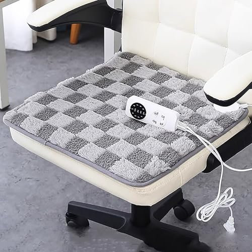 Heizkissen, Stuhl-Heizkissen, Bürostuhl-Heizkissen, 6 Heizstufen, automatische Abschaltung, rutschfestes Design, für Zuhause und Büro (grau, klein)