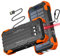 Solar Powerbank 38800 mAh mit 4 Kabeln, Powerbank USB-C 15W Schnellladung 5 Ausgänge 3 Eingänge für Handy, Wasserdichtes Solarladegerät Externe Akkus mit Taschenlampe (SOS), Rotes Licht, Thermometer
