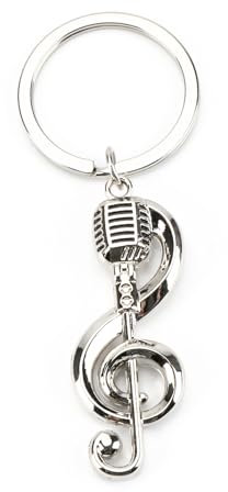 Porte-Clés Moderne En Acier Inoxydable, Symbole De Note De Musique De Microphone Créatif, Parfait Comme Petit Cadeau Pour Les Femmes, Parfait Comme Cadeau D'anniversaire Pour Votre Petite Amie