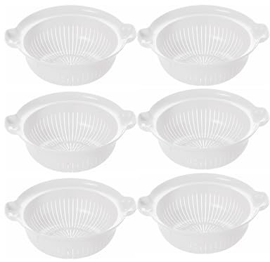 Deep Colander Food Strainer 30 cm Large with Side Handles Basket for Vegetable Wash Sink Colander (White-X6)