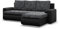 Mebligo - Ecksofa mit Schlaffunktion und 2 Bettkasten Schwarz + Schwarz 230x89x159 (BxHxT) FORESTA - Rechts Eckcouch, Sofas & Couches, Couch L Form, Cauchsofa, Sofa Wohnzimmer