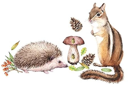 Woodland Animals Wandtattoo Igel und Eichhörnchen Kinderzimmer Aufkleber 32 x 21 cm