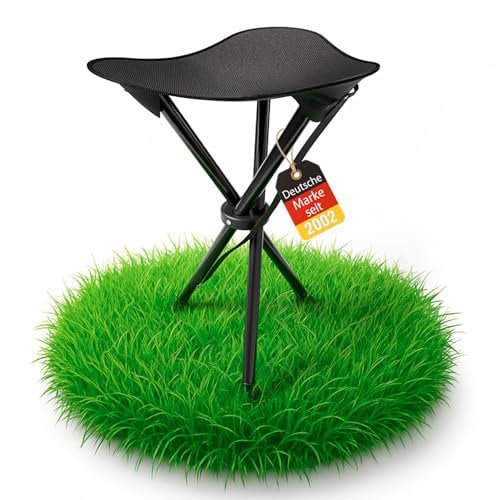 BigDean Kleiner Campinghocker faltbar & Ultraleicht 41cm hoch schwarz - robuster Dreibeinhocker tragbarer Klapphocker Camping-Hocker