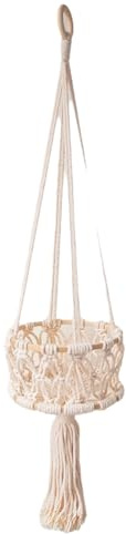 Flaroey Tassel Hanging Basket Bohemian Home Decor Flower Pot Rack Hanging Fruit Basket Kitchen Indoor Outdoor Decoration A