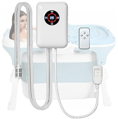 Portable Water Heater for Bathtub, Bath Thermostat Heater with 30-43°C Constant Temperature Control, Remote Control, Winter Christmas Or Birthday Gift for Bath LoversWhite,22x14.8x7.5cm