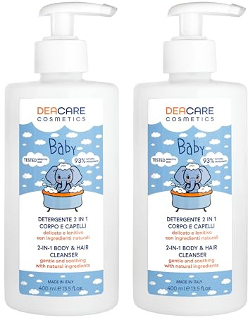 Deacare 2-in-1 Reinigungsset für Kinder und Babys, je 400 ml, für Körper und Haar, sanft und beruhigend, ohne Seife und Tränen, mit Lotusblüte, Hafer und Bisabolol