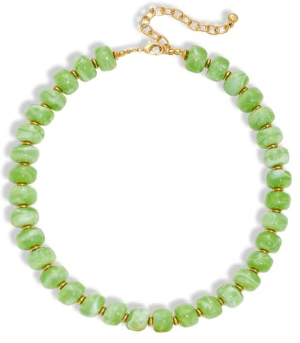 LILIE&WHITE Light Green Resin Boho Necklaces for Women – Personalised Statement Chunky Beaded Necklaces, Boho Beach Summer Necklace