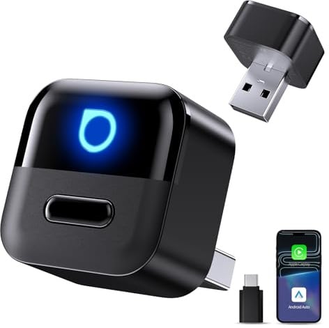 OTTOCAST Mini Pico 2026, 2-in-1 CarPlay & Android Auto Wireless Adapter für iOS 10+/Android 11+, Smart Button, Plug & Play, USB/Typ-C, OTA Upgrade, Wandelt Kabelgebundene in Drahtlose Verbindungen