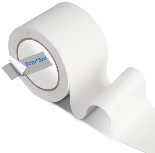 RANJIMA PVC Planenband, 8CMx5M Reparaturklebeband für Gewebeplanen, Zelt Reparatur Klebeband Wasserdichtes Planeklebeband für LKW Abdeckplane, Markise, Zelt, Starke Klebekraft & Reißfestigkeit, Weiß