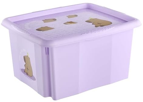 keeeper karolina Aufbewahrungsbox mit Deckel, 24 l, Capybara, Soft Purple | Platzsparend aufeinander stapelbar, Griffmulden an den Seiten, Optimaler Staubschutz, Sichere Konstruktion