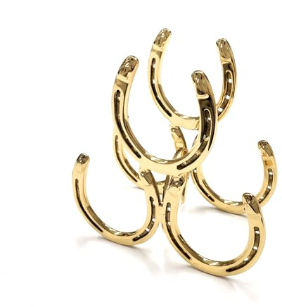 Oypla Coco Equestrian Solid Brass Horseshoe 3 Bottle Wine Rack Holder