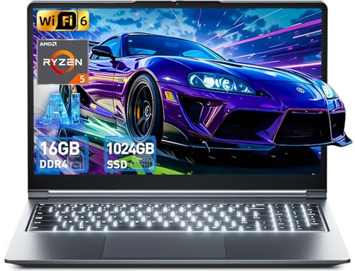Liuord 15.6 Zoll Laptop 16GB RAM 512GB ROM, Enthaltene AI Copilot AMD R5 (übertrifft i5-13420H, bis zu 3.6GHz), FHD Display Notebook, WiFi 6 USB 3.0, Full-Function Type-C
