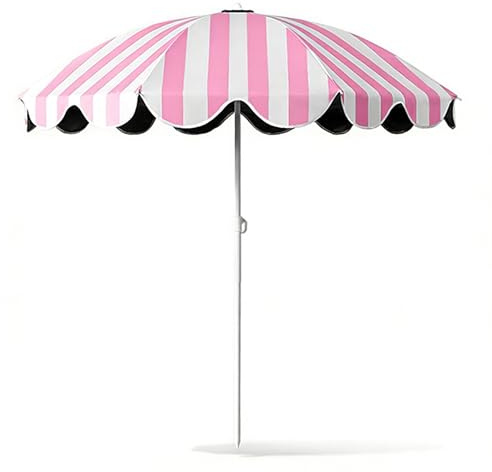ACHZYFT Parasol De Terrasse Rayé Réglable En Hauteur 155cm, Rose, Bleu, Jaune, UPF 50+ Imperméable Résistant Au Vent, Parasol De Plage Portable À 8 Côtes Pour Jardin, Piscine, Camping, Terrasse
