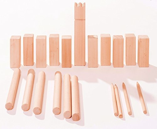 Izzy Holz Wikinger Kubb Schwedisches Schachspiel, Wikinger Outdoor Garten Geschicklichkeitsspiel für Erwachsene und Kinder, gut geeignet für Kinder zu handhaben - Größe M