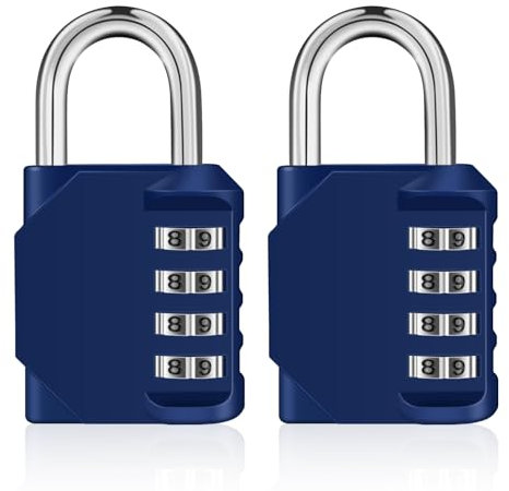 ZHEGE Cadenas Code Casier, 4 Chiffre Cadenas à Code on Pour Vestiaire Sport, Scolaire, College, Cadnas avec Code Pour Portail, Abri de Jardin (2 Pièces, Bleu)