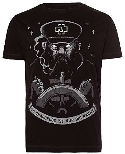 Rammstein Herren T-Shirt Seemann Offizielles Band Merchandise Fan Shirt schwarz mit mehrfarbigem Front und Back Print