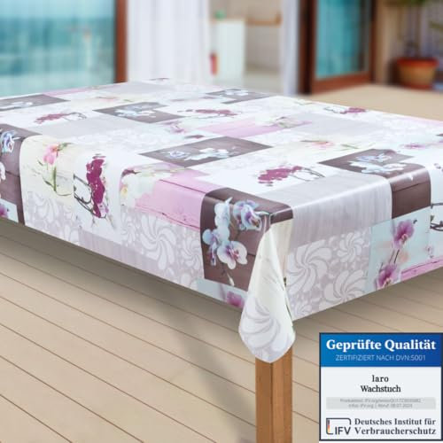 laro Wachstuch-Tischdecke Abwaschbar Garten-Tischdecke Wachstischdecke PVC Plastik-Tischdecken Eckig Meterware Wasserabweisend Abwischbar |66|, Muster:Orchidee, Größe:100x130 cm