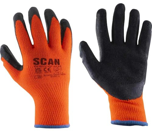 Scan SCAGLOKSTHM Knitshell Thermal Latex Coated Gloves - Orange - Size 8