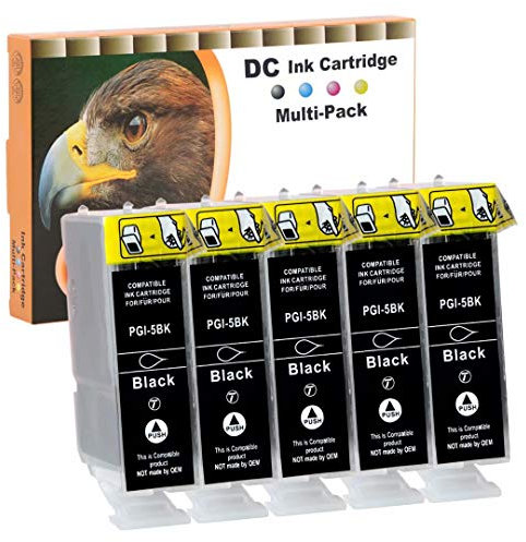 D&C 5x 28ml Black Druckerpatronen Kompatibel für Canon PGI-5 BK für Canon Pixma MP520x MP530 MP600 MP600r MP610 MP800 MP800r MP810 MP830 MP970 MX700 MX850 iP3300 iP3500 iP4200 iP4200x iP4300 iP4500