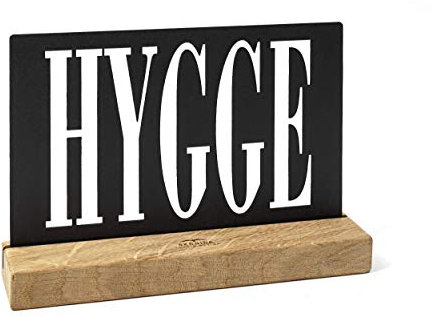 HYGGE Schild – edler HYGGE-Schriftzug – handmade HYGGE Deko aus Holz – HYGGE-Geschenk in stilvoller Geschenk-Box