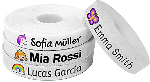 100 Etichete Bianche Personalizzate in ferro su tessuto per contrassegnate i vostri vestiti con un'icona di colore (FANTASIA)
