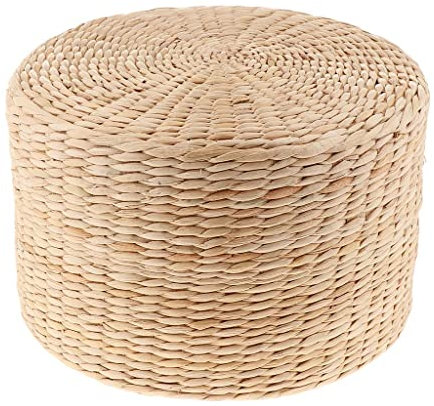 Cojín de Paja Tejida para Asiento Cojín de Paja Hecho Tatami Yoga Cojines de Almohada para El Alfombrilla de Transpirable, 30x30x20cm