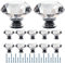 FURNIWARE Clear Crystal Door Knobs, 12 Pcs 50mm Crystal Glass Door Drawer Knobs Diamond Cut Drawer Handles with 3 Sizes Screws for Cupboard Cabinet Wardrobe Home Decorating