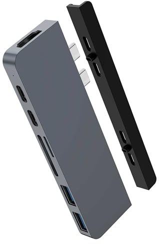 Hyper Drive Duo 7-in-2 MacBook USB C Hub — für Mac w/Dual Ports, 4K60Hz HDMI, 40Gbps USB-C 100W Power Delivery, USB-A, SD/MicroSD, magnetische Halterung — (Space Gray)