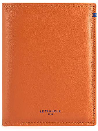 Le Tanneur, Portefeuille Vertical, en Cuir Lisse, Homme, 3 Poches Plates, 2 Poches ID, Poche Monnaie zippée, Poche Billets, 8 Compartiments Cartes, Accessoire métallique Finition Argent