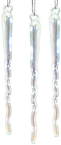 SIKORA BS614 Eiszapfen Christbaumschmuck Glas Ornament Weihnachtsbaum Anhänger 3er Set