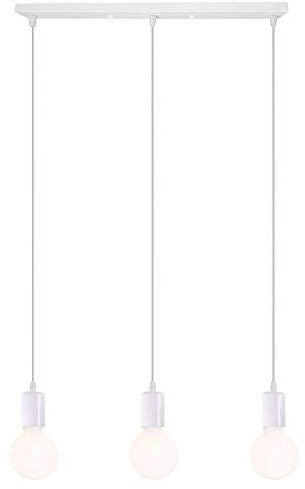 Lampada a sospensione E27 vintage industriale,LED Nordico plafoniere Lampadario (3 fiamme),per soggiorno camera da letto ufficio ristorante caffetteria bar hotel light studio ecc (Bianco)