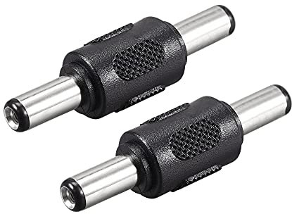 sourcing map 5.5mm x 2.1mm Male to Male DC Power Jack Adapter Barrel Connector for CCTV Camera 2pcs