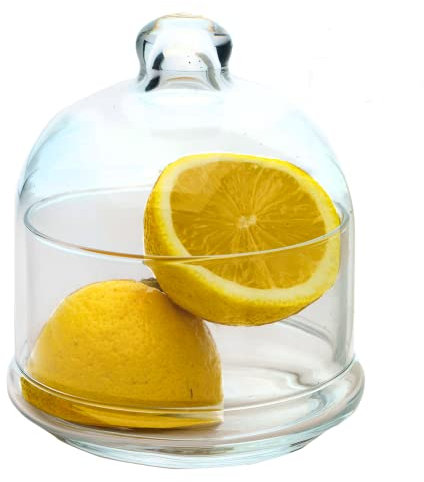 the mask el turko Buybox Premium Glass Avocado, Onion, Tomato, and Lemon Keeper/Saver/Holder/Container/Storage - Berry / Fruit/ Butter Cheese Citrus Mini containers, Clear, (LSK_LEMON KEEPER)