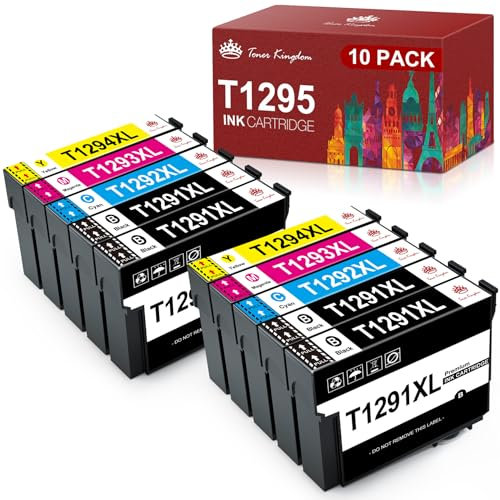 Toner Kingdom T1295 Multipack Kompatible Tintenpatrone für T1291 T1292 T1293 T1294 für Epson WF 3520 Stylus SX435W SX235W SX525WD SX425W Stylus Office BX535WD BX305FW (4Schwarz 2Cyan 2Magenta 2Gelb)