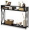 COSTWAY Consolle Ingresso a 2 Livelli, Tavolo Consolle in Legno e Metallo con Ripiani e Piedini Regolabili, Tavolo d’Ingresso Stretto Moderno per Salotto e Corridoio, 120 x 23 x 79 cm (Nero)