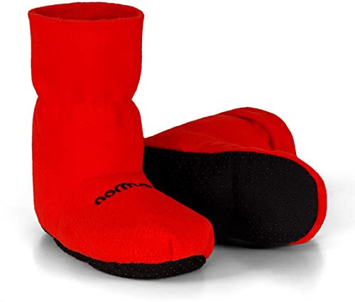 Circle Five Mikrowellen Hausschuhe mit Leinsamen Füllung Körnerpantoffeln mit hoher Schaft für Damen und Herren Farbe Rot Größe 41-45