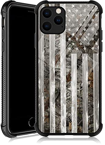DJSOK Schutzhülle kompatibel mit iPhone 11 Pro, Motiv: Camouflage-Baum, USA-Flagge, Holzmaserung, Schutzhülle für iPhone 11 Pro, für Männer, Frauen, Jungen, Mädchen, Design Muster, Rückseite,