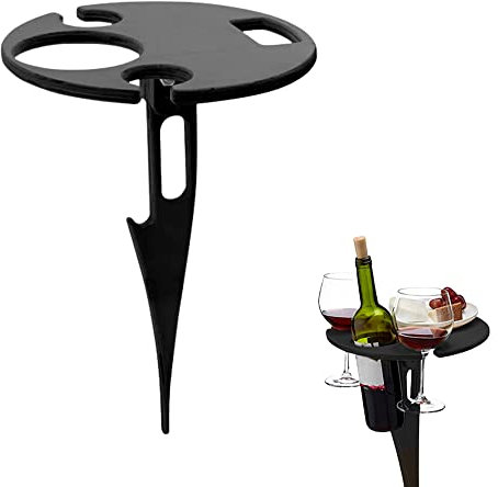 Gotetiso Weintisch im Freien Tragbarer Outdoor Weintisch Mini Klapptisch für Außenbereich Klappbarer Picknicktisch für Camping Holztisch Strandtisch Mini Plug in Picknicktisch aus Holz im Garten